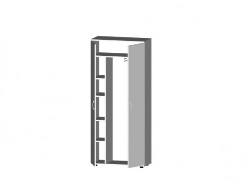Шкаф для одежды комбинированный c полками В-41, пепел