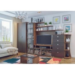 Гостиная SV-мебель Нота 16 со шкафом слива валлис / дуб венге
