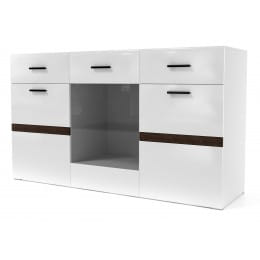 Комод-витрина SV-мебель (МС Соло К), белый / белый глянец-венге