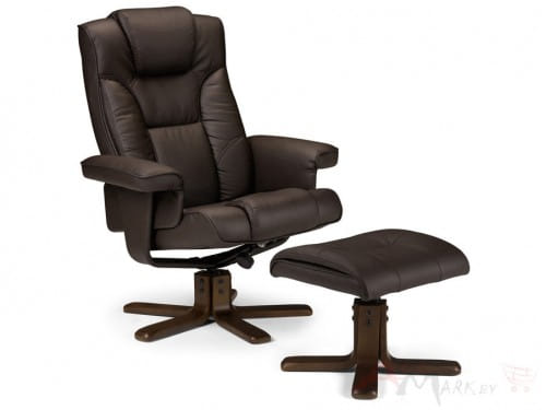 Кресло Borneo Halmar с подставкой для ног темно-коричневое
