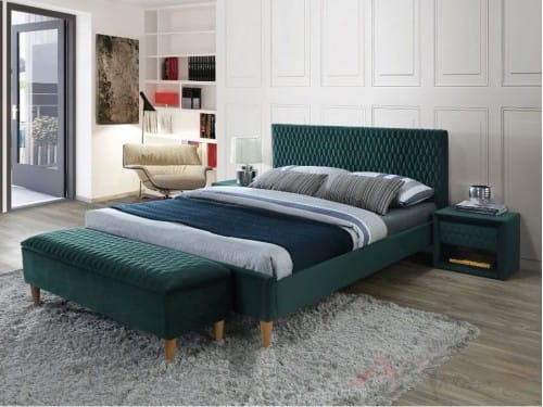 Кровать Signal Azurro velvet bluvel 78 180x200, зеленый/дуб