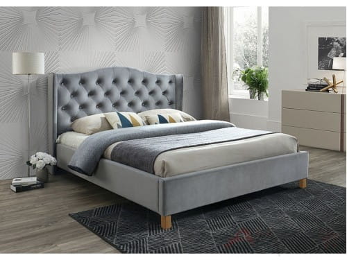 Кровать Signal Aspen velvet bluvel 14 180x200, серый/дуб