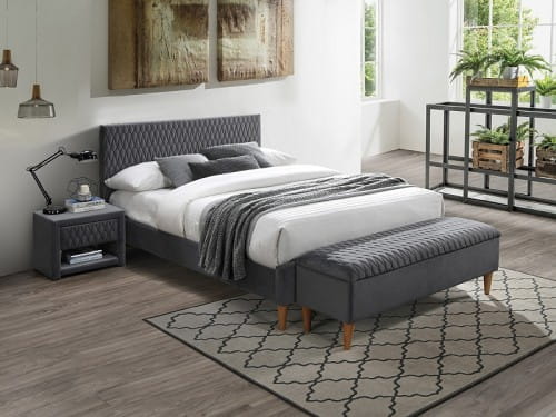 Кровать Signal Azurro velvet 160/200, серый/дуб