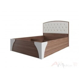 Кровать двойная SV-мебель (МС Лагуна 7 К) с пуговицами 140x200, ясень шимо темный/мдф «жемчуг»