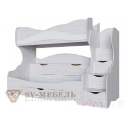 Кровать двухъярусная SV-мебель Акварель 1 ясень анкор светлый / белый матовый