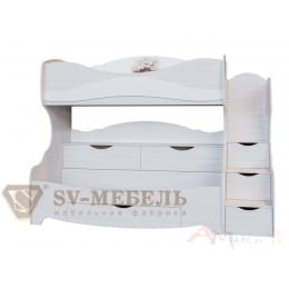 Кровать двухъярусная SV-мебель Акварель 1 ясень анкор светлый / белый матовый / Море