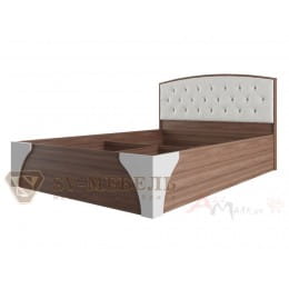 Кровать двойная SV-мебель (МС Лагуна 7 К) с пуговицами 160x200, ясень шимо темный/мдф «жемчуг»