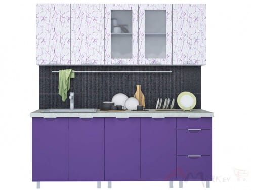 Линейная кухня Интерлиния АРТ Мила 20 в цвете фиолетовый