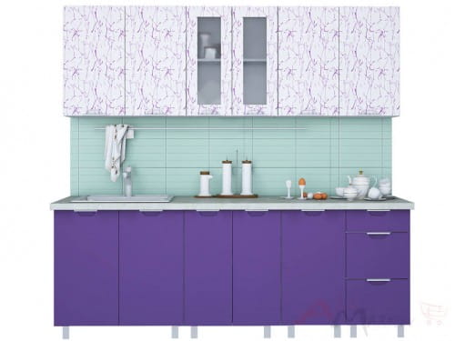 Линейная кухня Интерлиния АРТ Мила 22 в цвете фиолетовый