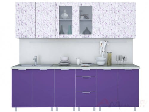 Линейная кухня Интерлиния АРТ Мила 24 в цвете фиолетовый