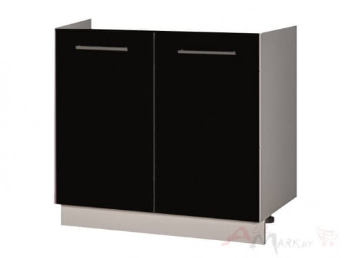 Шкаф под мойку Интерлиния НШ80м-2дв модуль кухни Мила Глосс в цвете черный