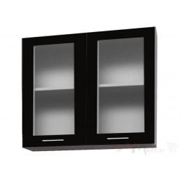 Шкаф навесной Интерлиния Мила Gloss ВШ80ст-720-2дв, черный