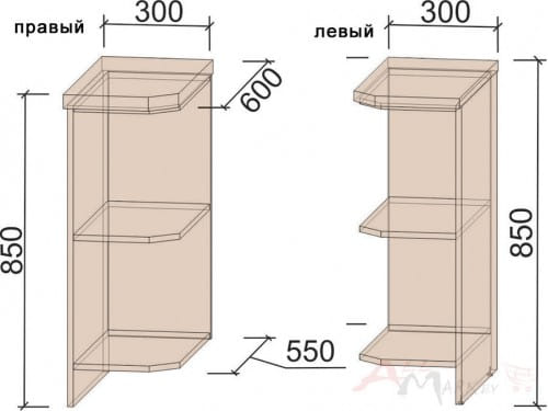 Стеллаж угловой Интерлиния НПз30, модуль кухни Мила Крафт