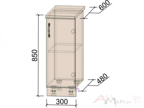 Шкаф нижний Интерлиния НШ30р-1дв, модуль кухни Мила Крафт