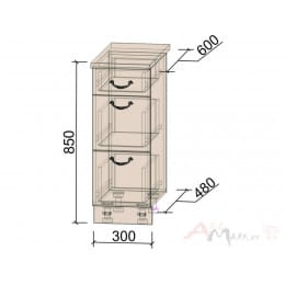 Шкаф нижний Интерлиния Мила Крафт НШ30рш3(1м+2б)