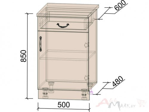 Шкаф нижний Интерлиния НШ50рш1, модуль кухни Мила Крафт