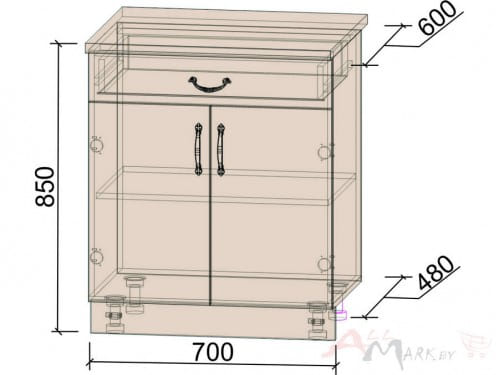 Шкаф нижний Интерлиния НШ70рш1, модуль кухни Мила Крафт