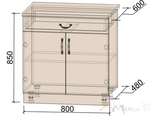 Шкаф нижний Интерлиния НШ80рш1, модуль кухни Мила Крафт