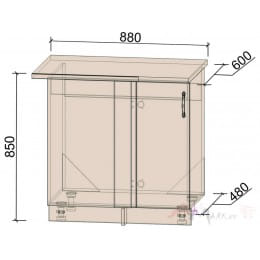 Шкаф угловой под мойку Интерлиния Мила Крафт НШ88-М.П