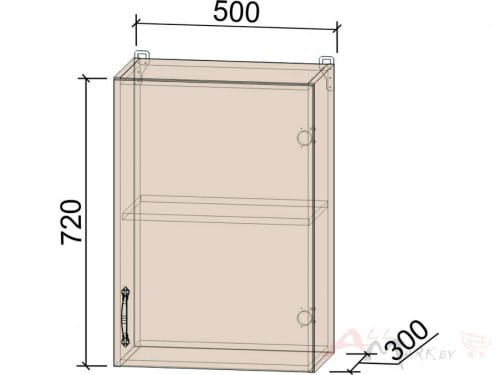 Шкаф навесной Интерлиния ВШ50-720-1дв, модуль кухни Мила Крафт