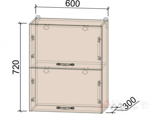 Шкаф навесной Интерлиния ВШ60-720-2дг, модуль кухни Мила Крафт