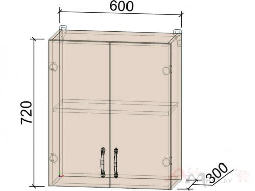 Шкаф навесной Интерлиния ВШ60-720-2дв, модуль кухни Мила Крафт