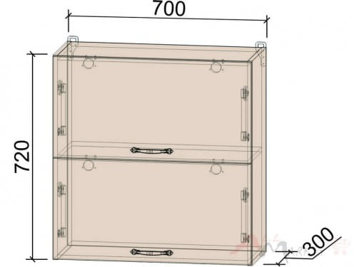 Шкаф навесной Интерлиния ВШ70-720-2дг, модуль кухни Мила Крафт