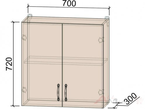 Шкаф навесной Интерлиния ВШ70-720-2дв, модуль кухни Мила Крафт