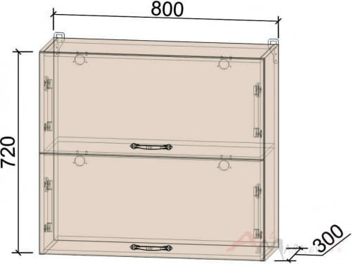 Шкаф навесной Интерлиния ВШ80-720-2дг, модуль кухни Мила Крафт