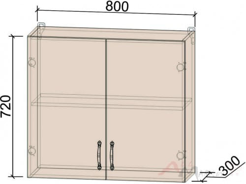 Шкаф навесной Интерлиния ВШ80-720-2дв, модуль кухни Мила Крафт