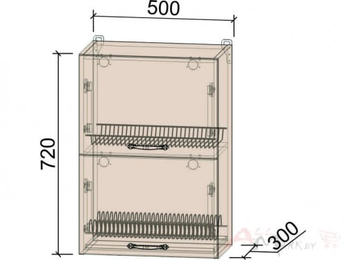 Шкаф под посуду Интерлиния ВШС50-720-2дг, модуль кухни Мила Крафт
