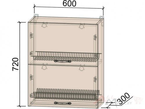 Шкаф под посуду Интерлиния ВШС60-720-2дг, модуль кухни Мила Крафт