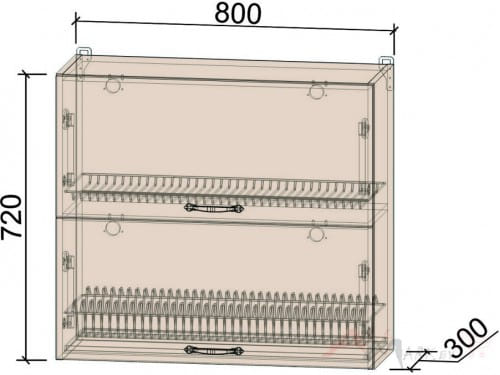 Шкаф под посуду Интерлиния ВШС80-720-2дг, модуль кухни Мила Крафт