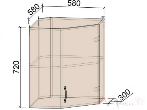 Шкаф навесной угловой Интерлиния ВШУ-720, модуль кухни Мила Крафт
