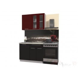 Кухня Интерлиния Мила Пластик 1,1 Б, черный / бордовый