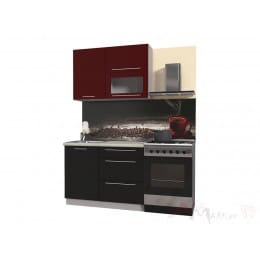 Кухня Интерлиния Мила Пластик 1,1 В, черный / бордовый