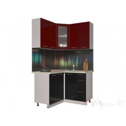 Кухня Интерлиния Мила Пластик 1,2x1,2, черный / бордовый