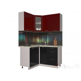 Кухня Интерлиния Мила Пластик 1,2x1,4, черный / бордовый