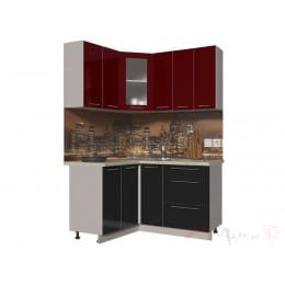 Кухня Интерлиния Мила Пластик 1,2x1,5, черный / бордовый