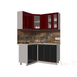 Кухня Интерлиния Мила Пластик 1,2x1,5А, черный / бордовый
