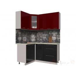 Кухня Интерлиния Мила Пластик 1,2x1,6, черный / бордовый