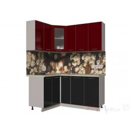 Кухня Интерлиния Мила Пластик 1,2x1,7А, черный / бордовый