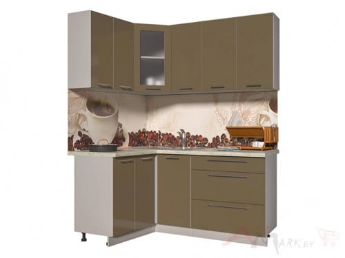 Угловая кухня Интерлиния Мила Пластик 1,2x1,8 в цвете капучино