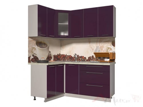 Угловая кухня Интерлиния Мила Пластик 1,2x1,8 в цвете слива