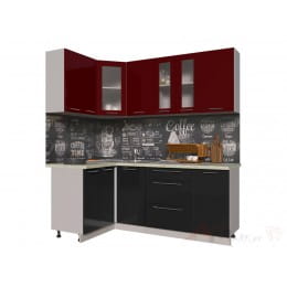 Кухня Интерлиния Мила Пластик 1,2x2,0, черный / бордовый