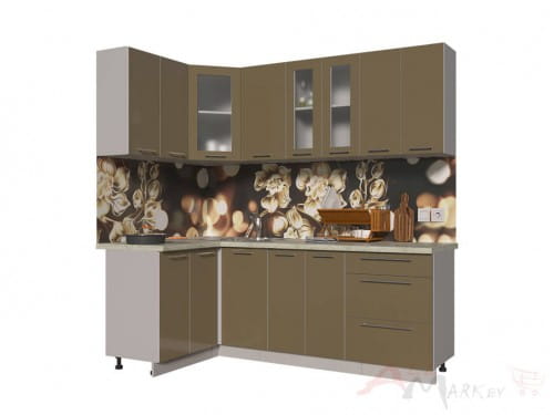 Угловая кухня Интерлиния Мила Пластик 1,2x2,2 в цвете капучино