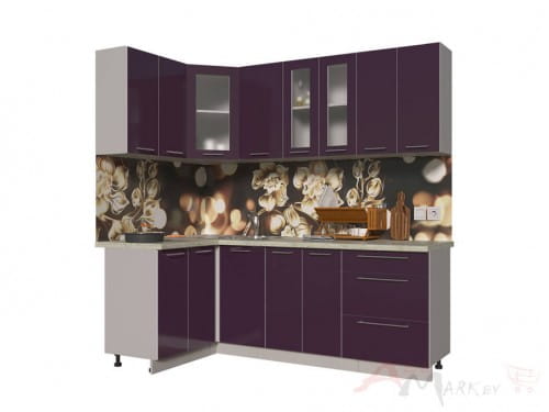 Угловая кухня Интерлиния Мила Пластик 1,2x2,2 в цвете слива