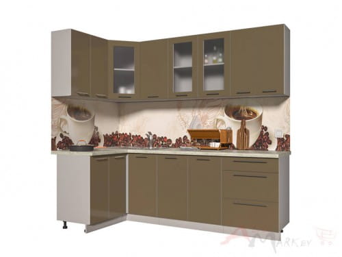 Угловая кухня Интерлиния Мила Пластик 1,2x2,4 в цвете капучино