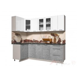 Кухня Интерлиния Мила Пластик 1,2x2,4, мрамор / белый