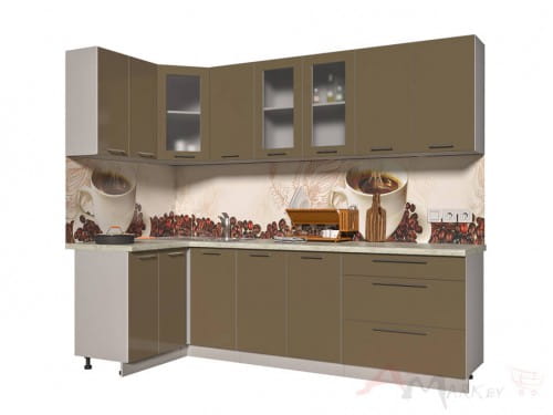 Угловая кухня Интерлиния Мила Пластик 1,2x2,6 в цвете капучино